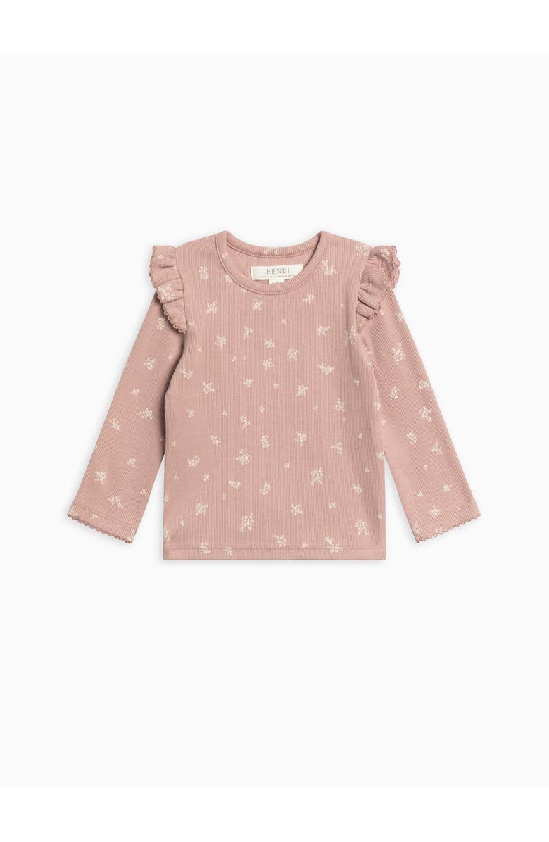 Kendi Rina Ribbed Ruffle Top, Alternate, color, Amaya Floral / Mauve
