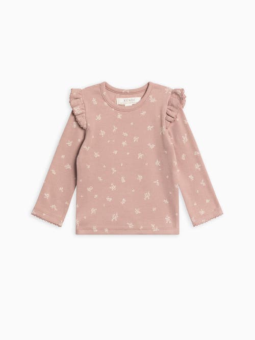 Kendi Rina Ribbed Ruffle Top In Neutral