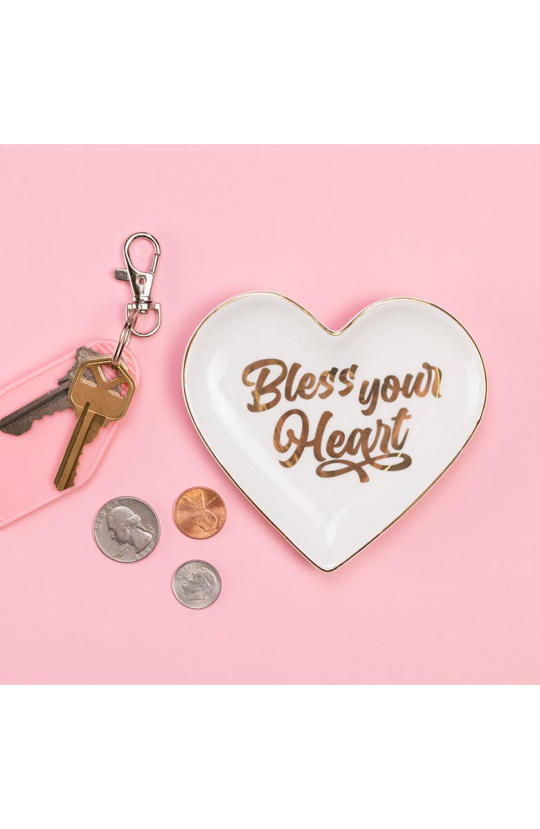 Totalee Gift Bless Your Heart Trinket Tray Ceramic gold, Alternate, color, White