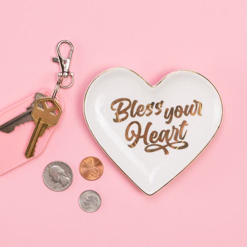 Totalee Gift Bless Your Heart Trinket Tray Ceramic Gold In Multi