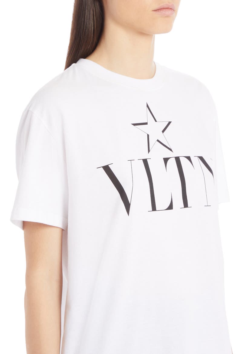 VLTN Star Cotton Tee, Alternate, color, BIANCO/ NERO