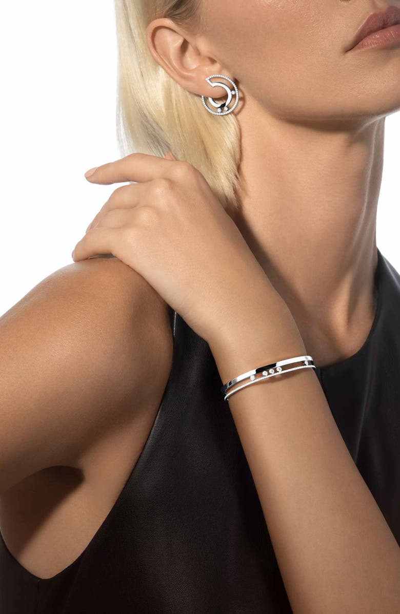 Messika Move Two Row Pavé Diamond Bracelet, Alternate, color, White Gold