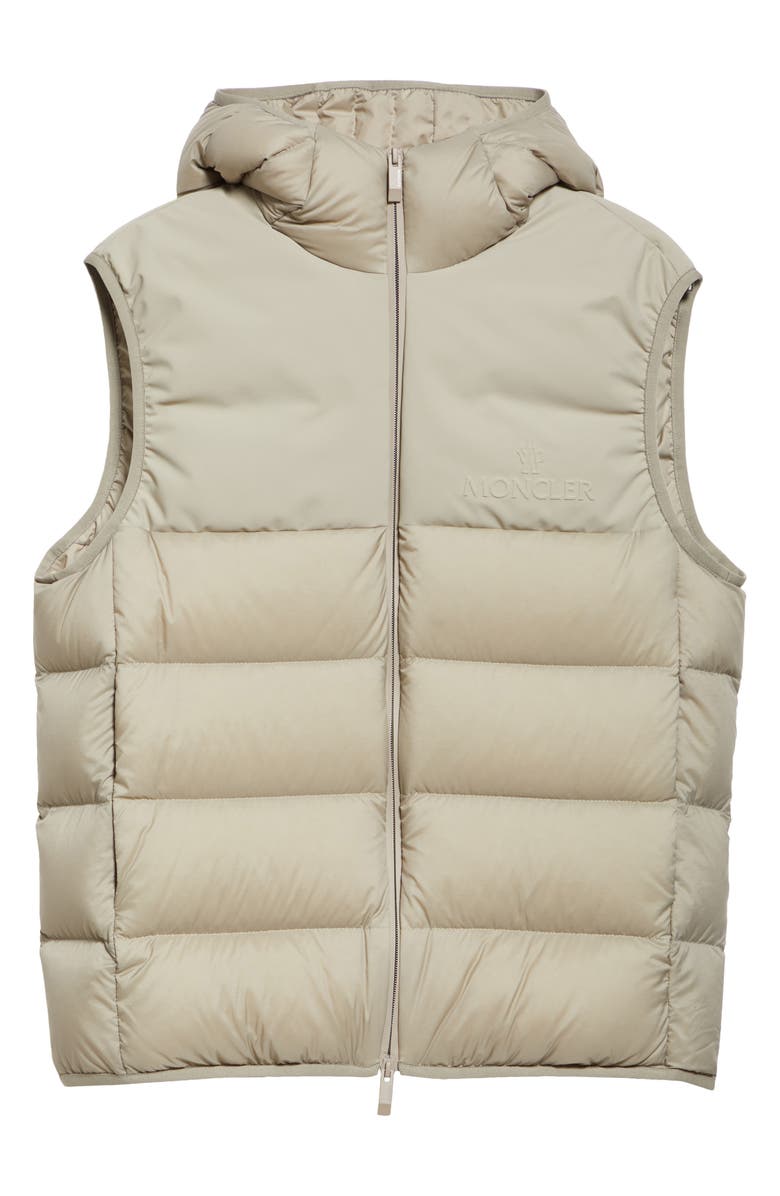 Moncler Bresse Hooded Down Puffer Vest, Alternate, color, Sand Beige