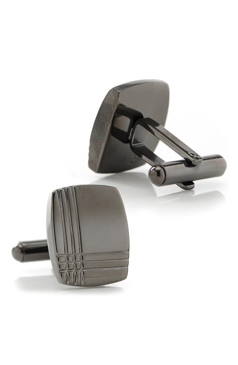 Cufflinks, Inc. Tartan Gunmetal Cuff Links, Alternate, color, Gunmetal