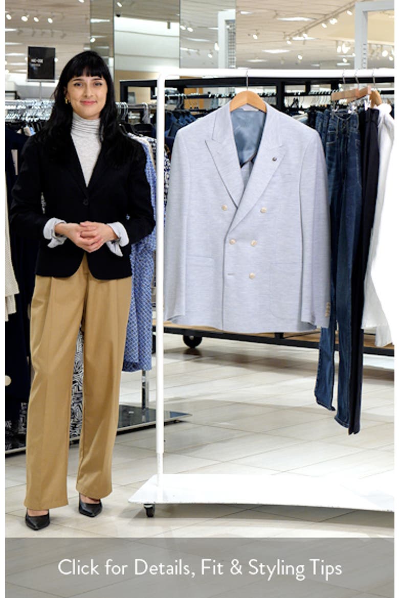 Hall COMFORTWEAR™ Light Blue Mélange Knit Wool Double Breasted Blazer video