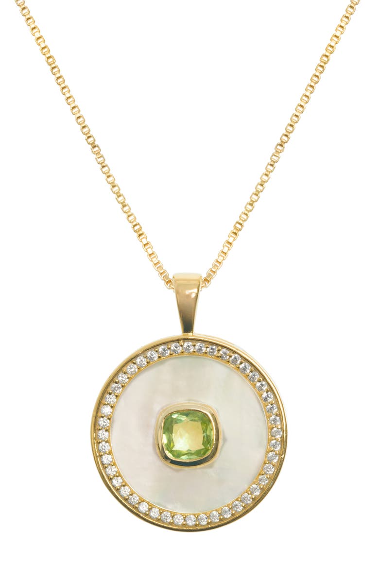 Freya Rose Peridot Mother of Pearl Necklace, Main, color, Peridot