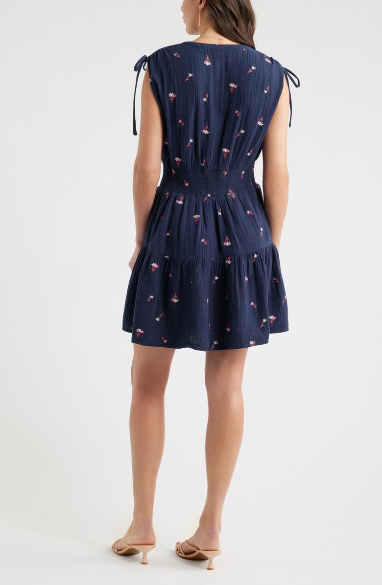 Caslon<sup>®</sup> Floral Embroidered Sleeveless Cotton Gauze Dress, Alternate, color, Navy- Red Tossed Blossoms
