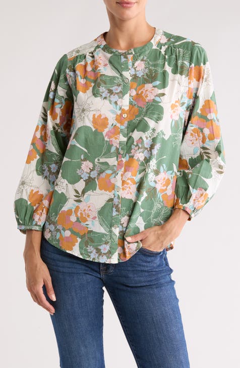 Print Cotton Button-Up Shirt