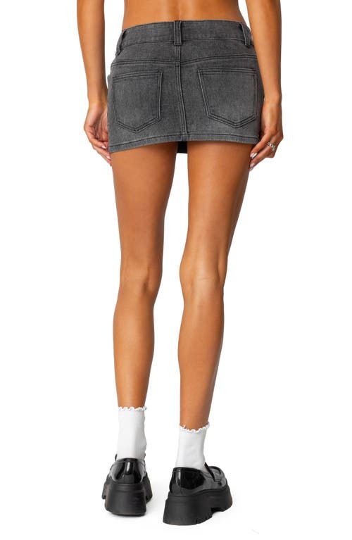 Shop Edikted Bev Stretch Denim Miniskirt In Black-washed