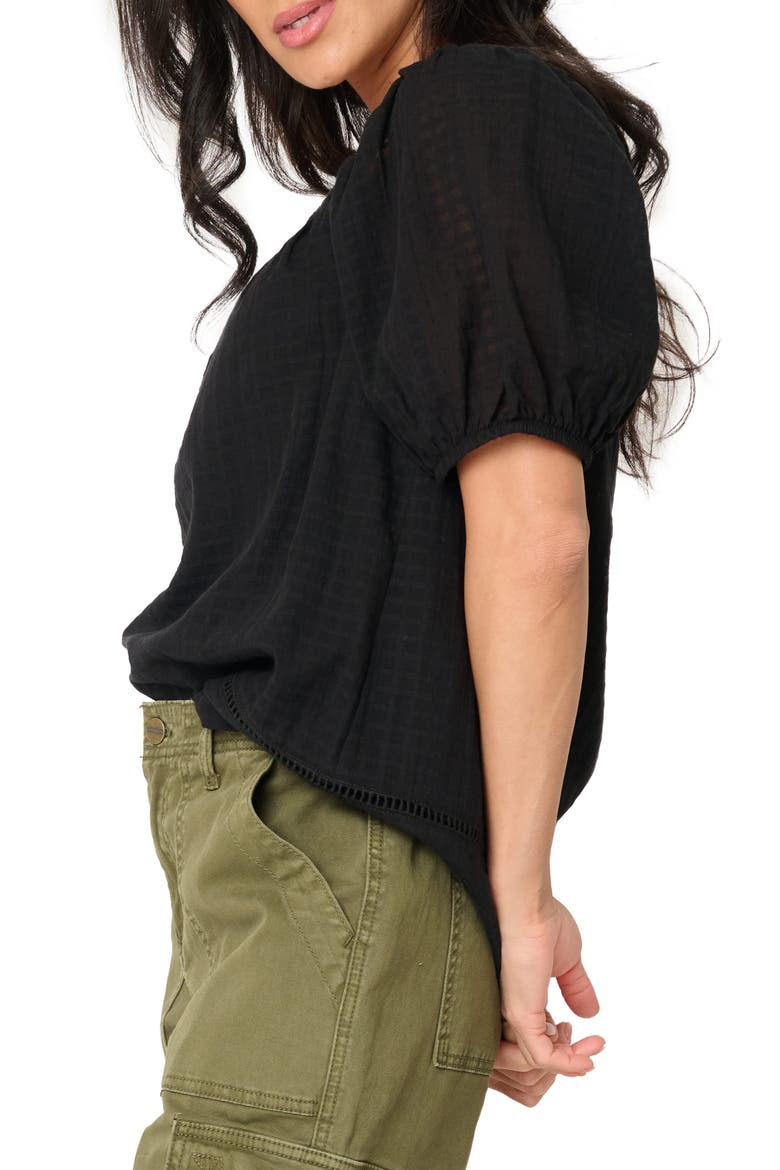 Convertible Neck Gauze Top, Alternate, color, BLACK