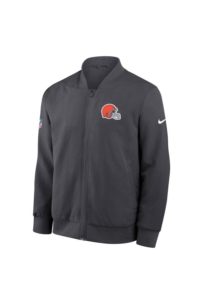 Men's Nike Anthracite Cleveland Browns Sideline Powerful Blocking Full-Zip Dri-FIT Bomber Jacket, Alternate, color, Anthracite