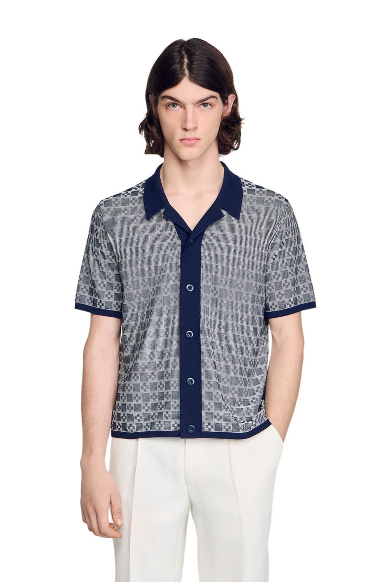 Square Cross jacquard shirt, Main, color, Navy blue