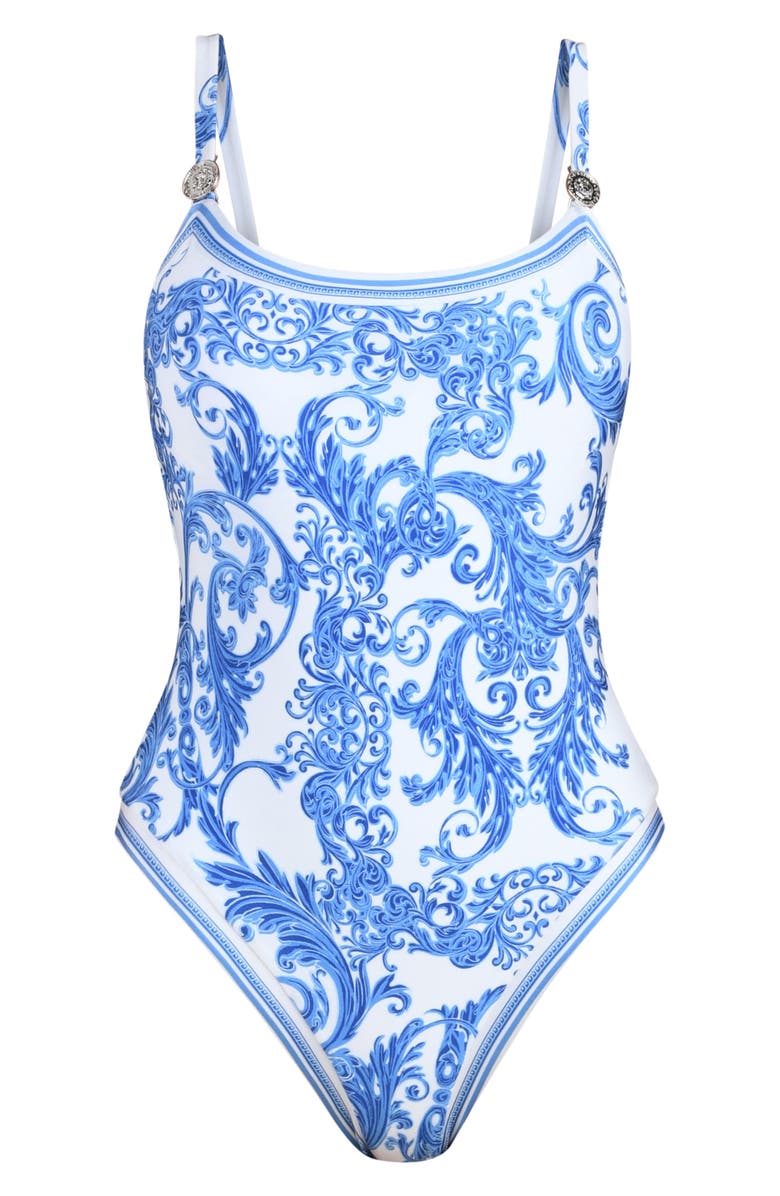 L'AGENCE Remi Baroque One-Piece Swimsuit, Alternate, color, Blue