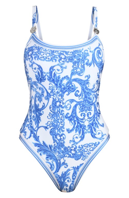 L'agence Remi Baroque One-piece Swimsuit In Blue