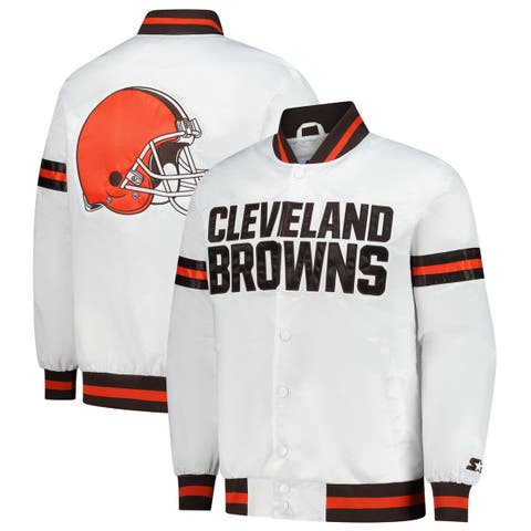 Men's Starter  White Cleveland Browns Scout Full-Snap Varsity Jacket