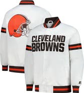 STARTER Men's Starter White Cleveland Browns Scout Full-Snap Varsity Jacket