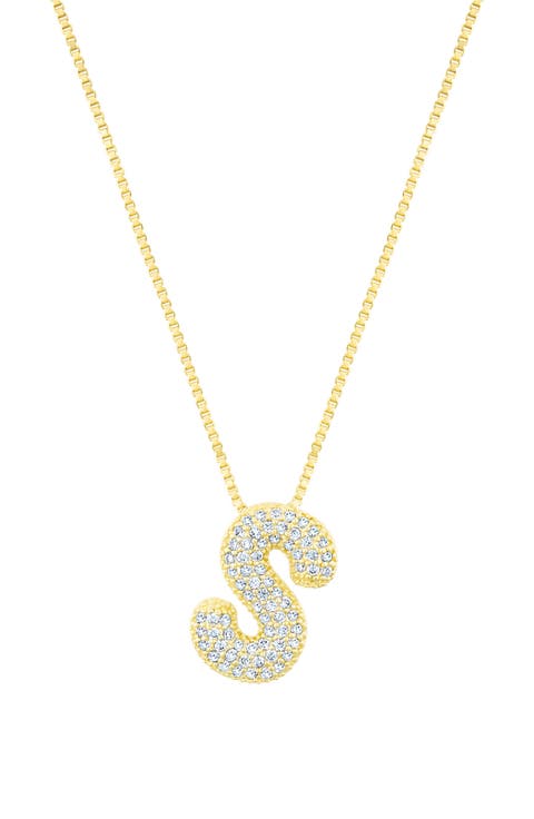 Pavé Bubble Initial Pendant Necklace