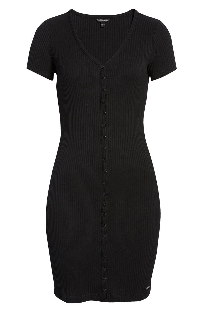 GUESS Raylynn Henley Rib Body-Con Dress, Alternate, color, 