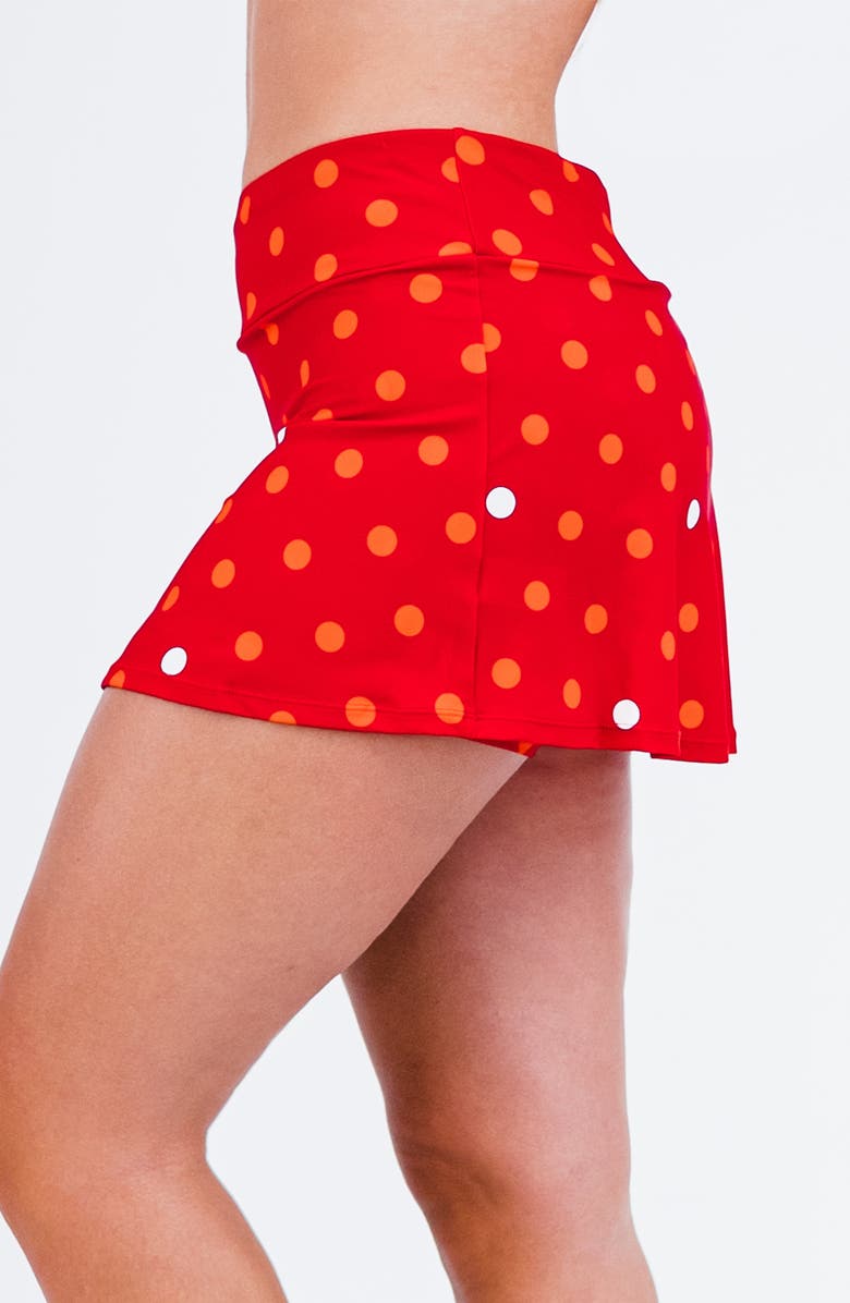 Calypsa Short Swim Skort With Shorts, Alternate, color, Dotty