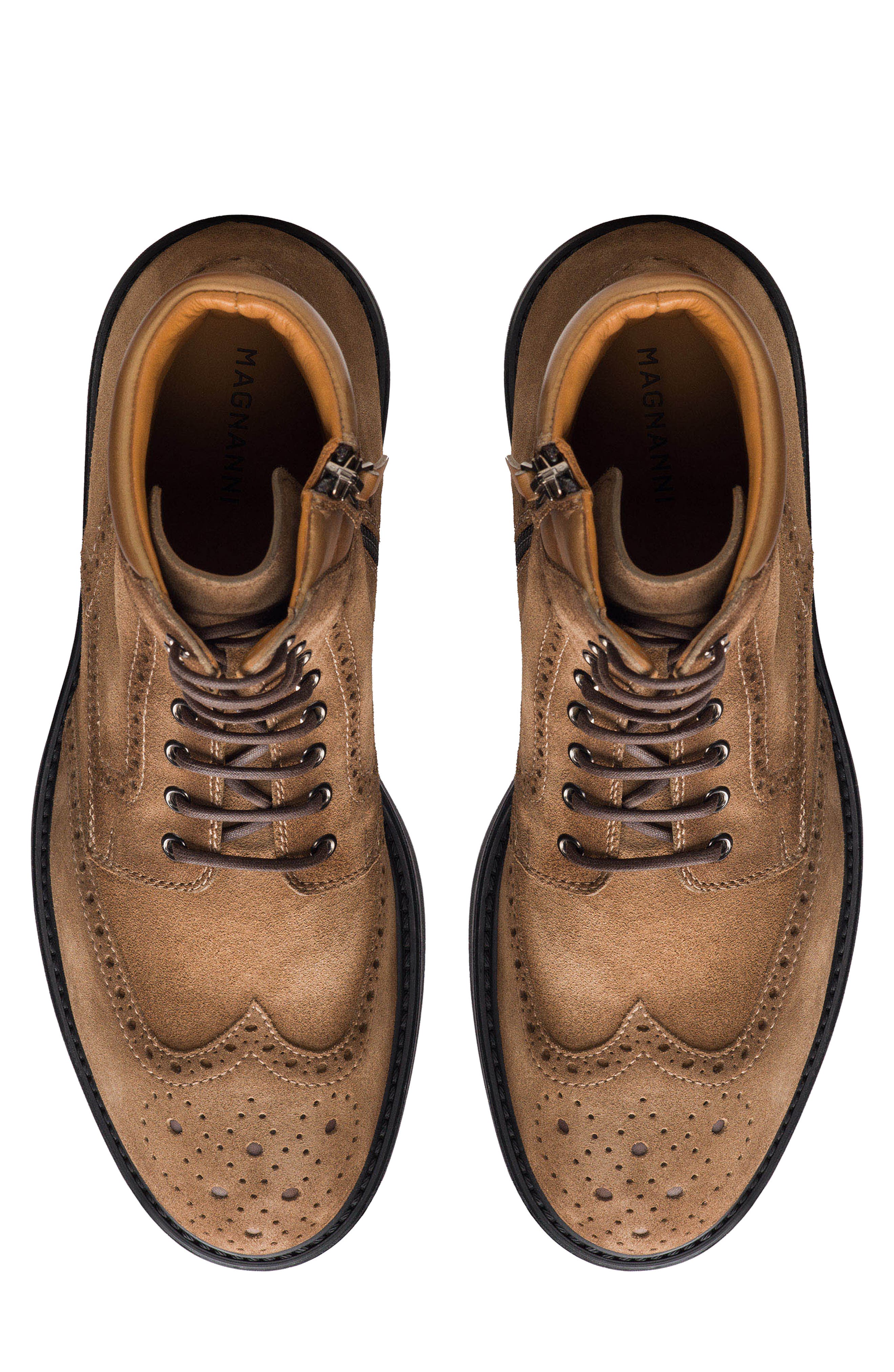Mercio Leather Wingtip Boot, Alternate, color, CASTORO SUEDE