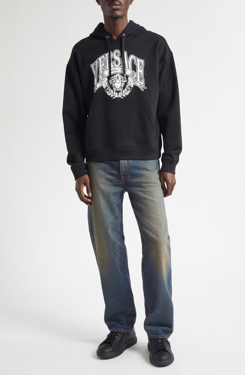 Versace Medusa Logo Graphic Hoodie, Alternate, color, Black