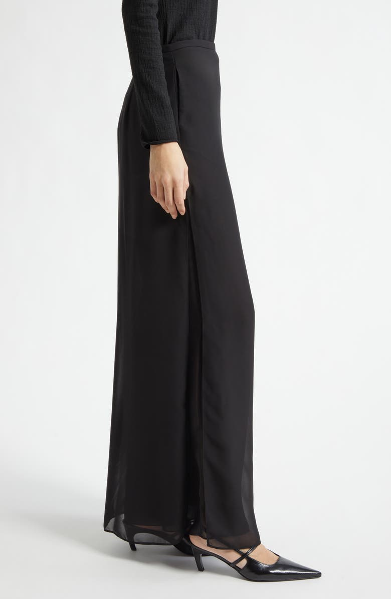 Emporio Armani Georgette Panel Pants, Alternate, color, Solid Black