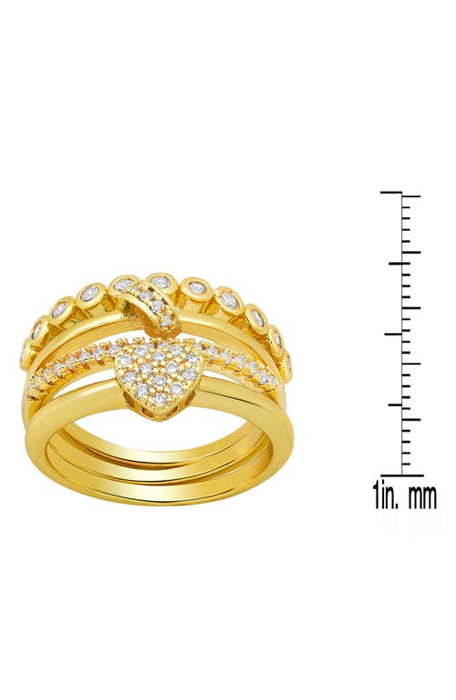 Hmy Jewelry Set Of 4 18k Gold Plated Simulated Diamond Rings In Gold