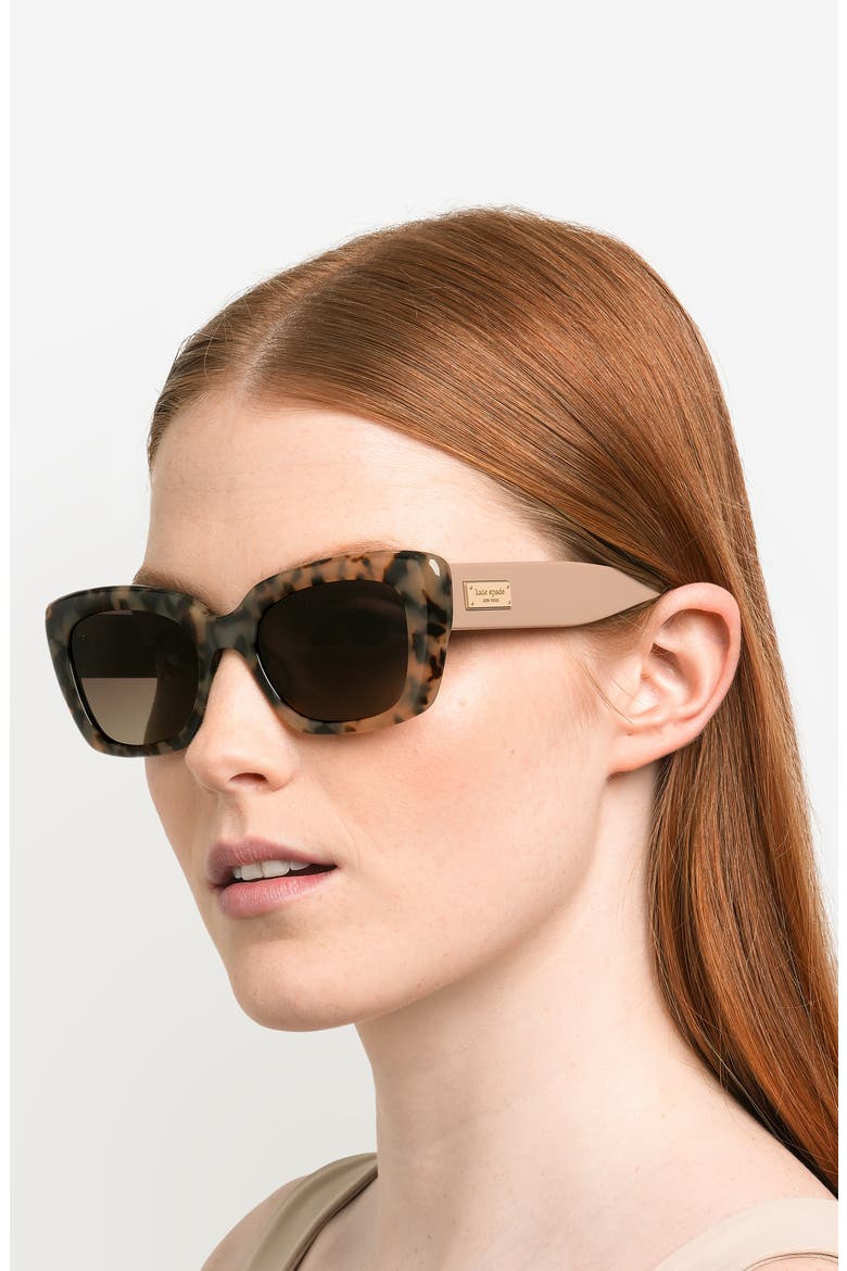 jenell 51mm gradient rectangular sunglasses, Alternate, color, HAVANA
