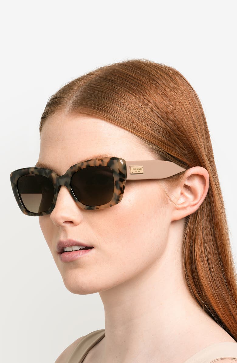 Kate Spade New York jenell 51mm gradient rectangular sunglasses, Alternate, color, Havana