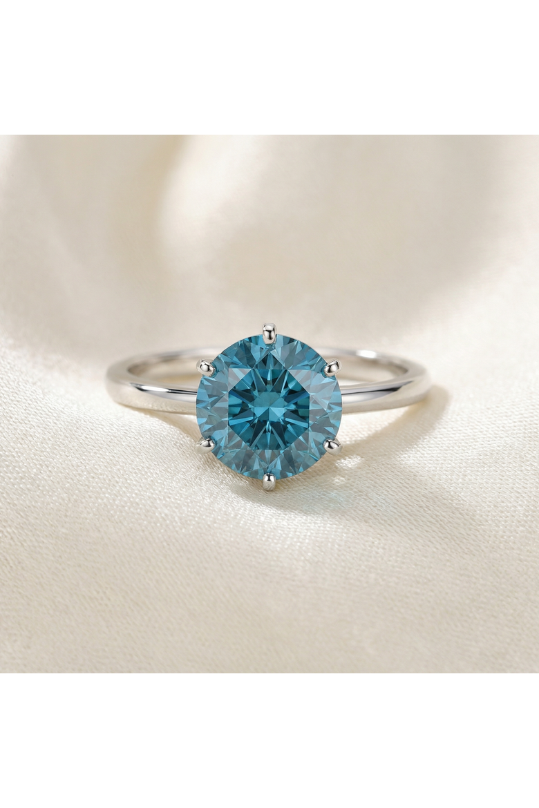 2Ct Blue Diamond Solitaire Engagement Ring in 14k or Gold Lab Grown, Alternate, color, 14k White Gold