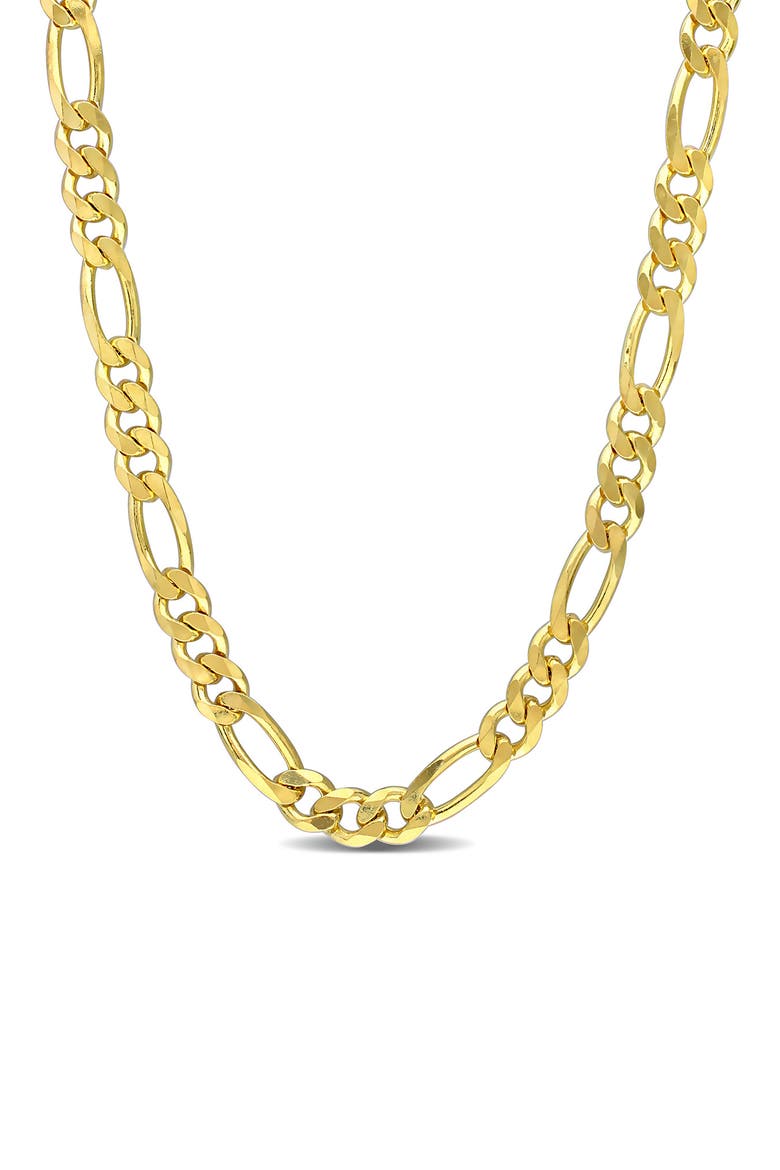 18K Gold Plated Figaro Chain Link Necklace, Main, color, YELLOW
