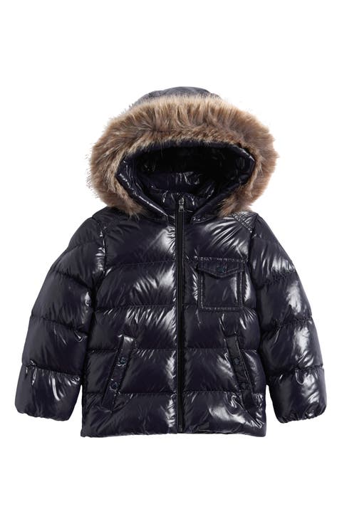 Kids' K2F Down Puffer Jacket with Faux Fur Trim
