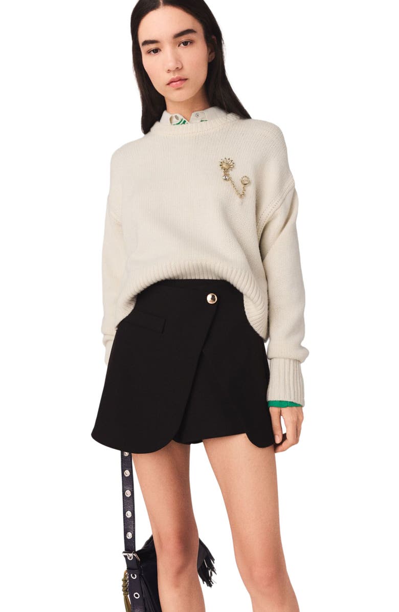 maje Layered-effect suit shorts, Alternate, color, Black