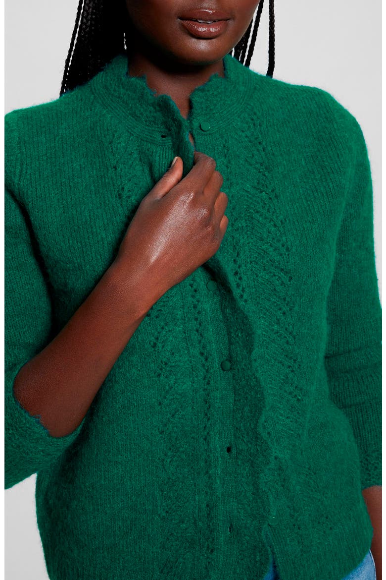 Macie Pointelle Detail Cardigan, Alternate, color, ADVENTUROUS GREEN