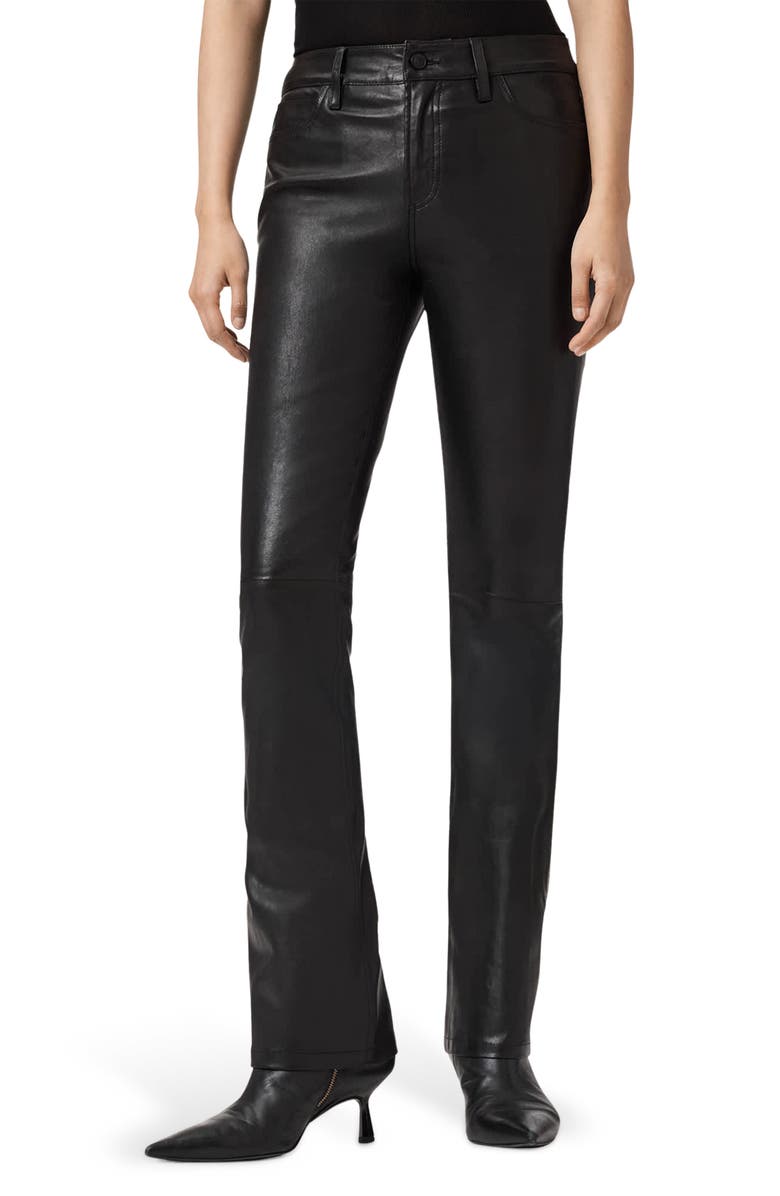 AllSaints Haldan Straight Leg Leather Pants, Main, color, Black
