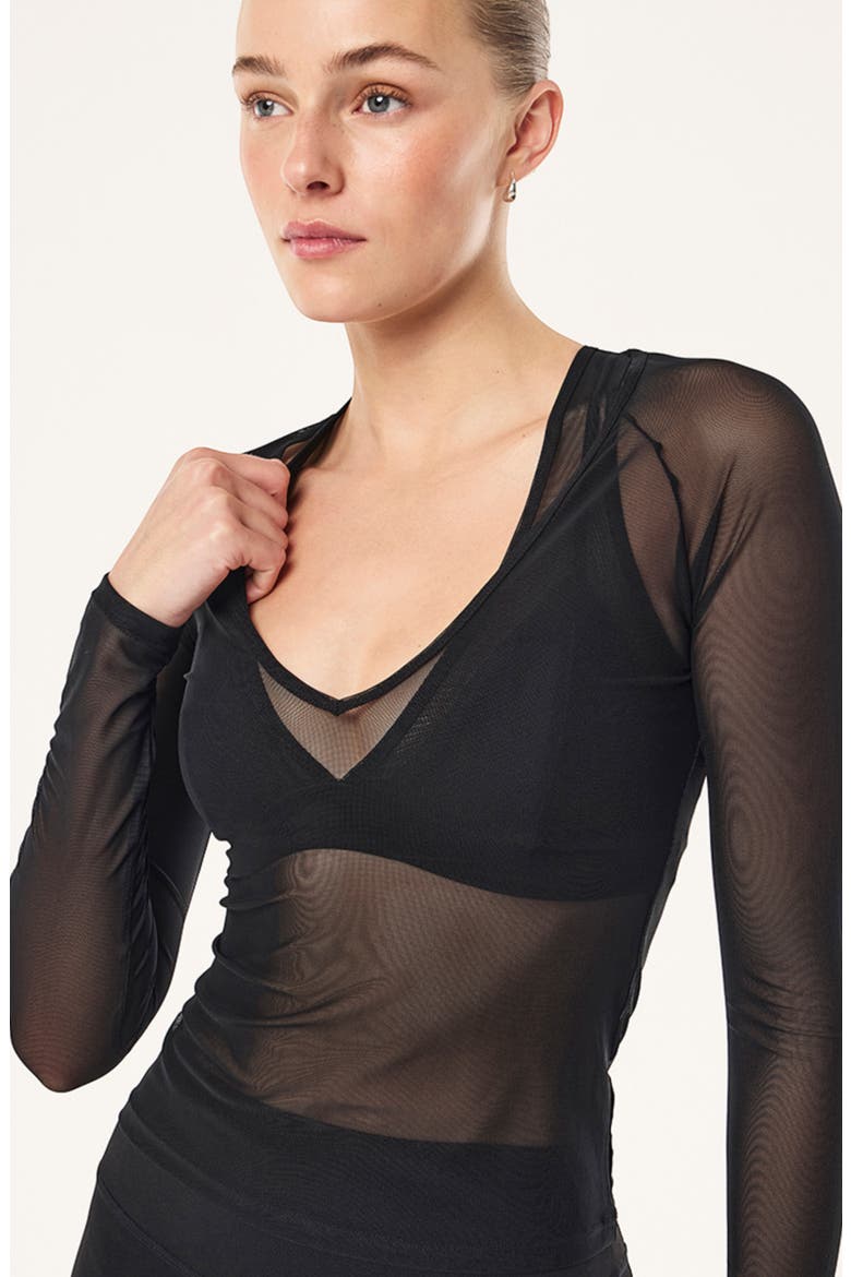 All Out Mesh Long Sleeve Top, Alternate, color, BLACK