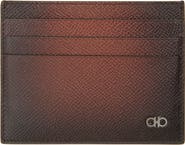 FERRAGAMO Micro Double Gancio Burnished Leather Card Case