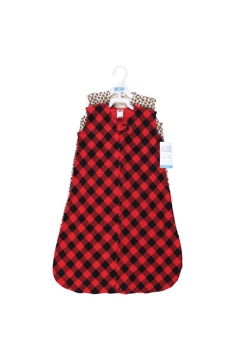 Hudson Baby Thermal Sleeveless Sleeping Bag 2pk, Alternate, color, Buffalo Plaid Leopard