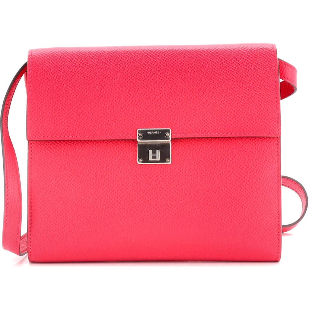 Pre-owned Hermes Hermes Clic Wallet On Strap Epsom 16 In Pink