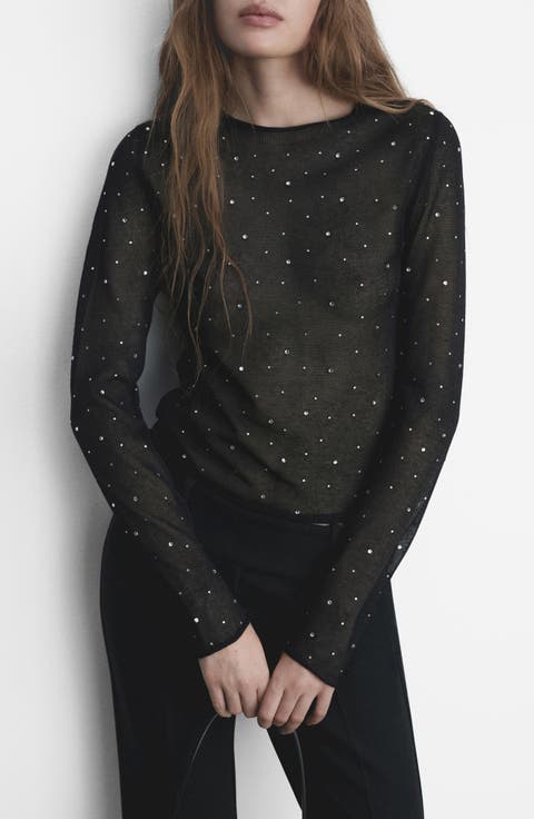 Rhinestone Detail Sweater