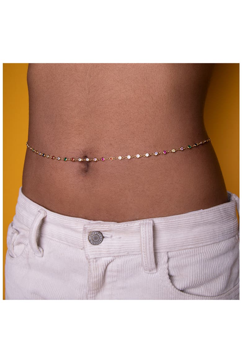 Rainbow Crystal Station Belly Chain, Alternate, color, MULTI/ GOLD