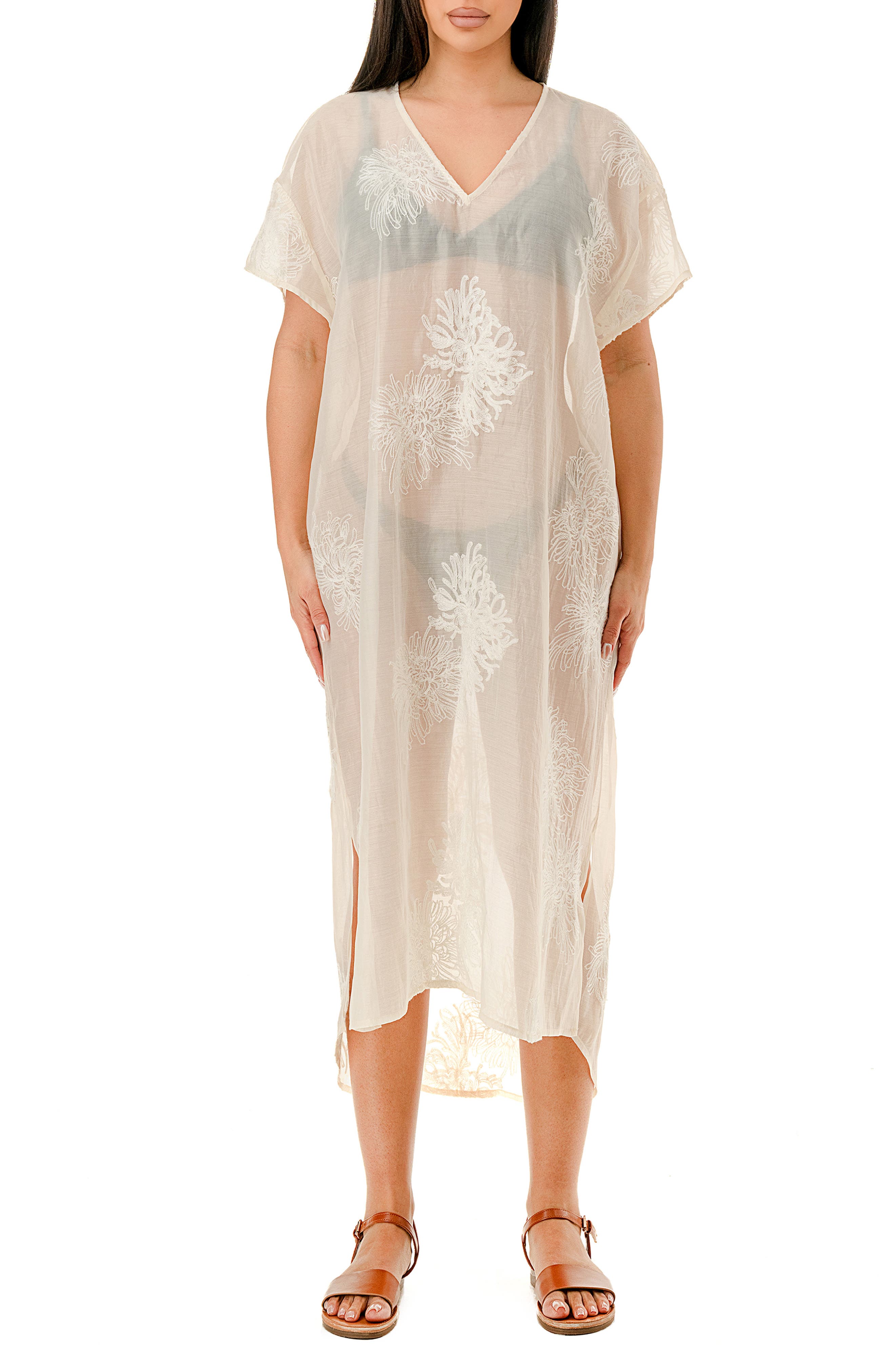MARCUS ADLER Embroidered Sheer Caftan