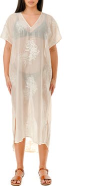 MARCUS ADLER Embroidered Sheer Caftan
