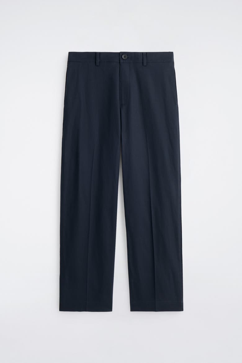 Cotton-Linen Relaxed-Fit Straight-Leg Pants, Alternate, color, NAVY