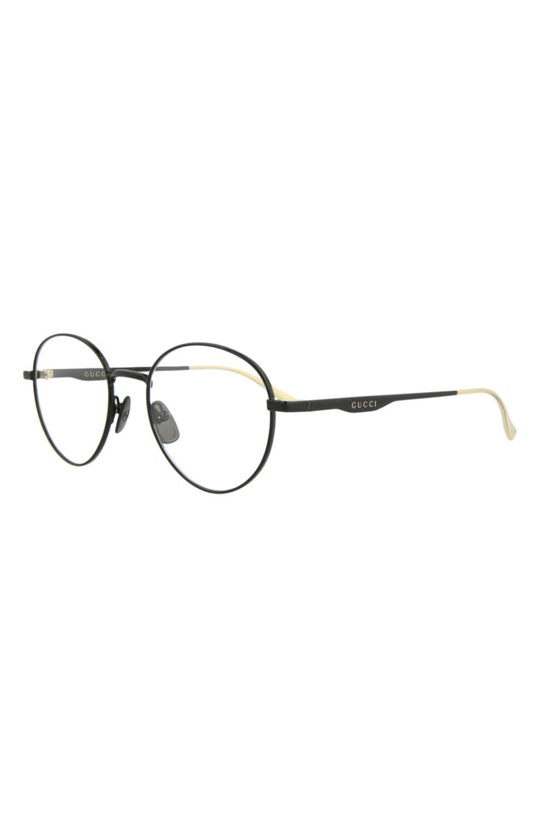 Gucci 51mm Round Optical Frames, Alternate, color, Black Black Transparent