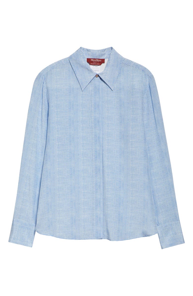 Max Mara Studio Nola Geometric Print Silk Top, Alternate, color, Light Blue