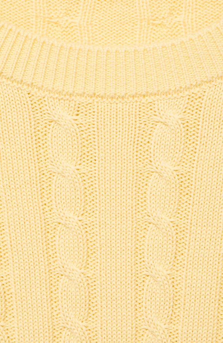 MANGO Cable Knit Cotton Sweater, Alternate, color, Pastel Yellow