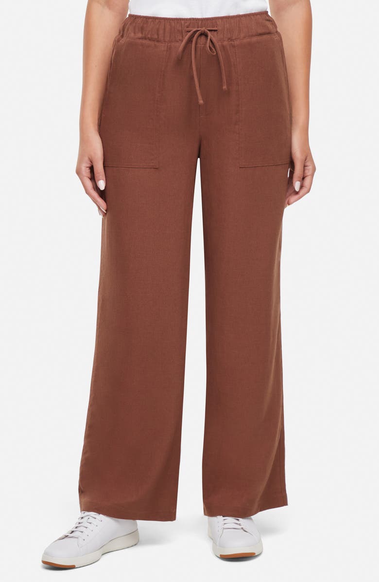 Three Dots Linen Wide Leg Pants, Main, color, Mustang
