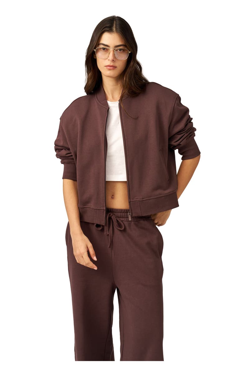 Cozy Coast Airport Bomber Sweatshirt, Main, color, Brown