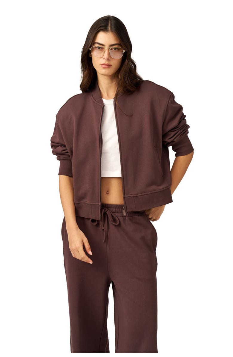 Gottex Beach Life Cozy Coast Airport Bomber Sweatshirt, Main, color, Brown